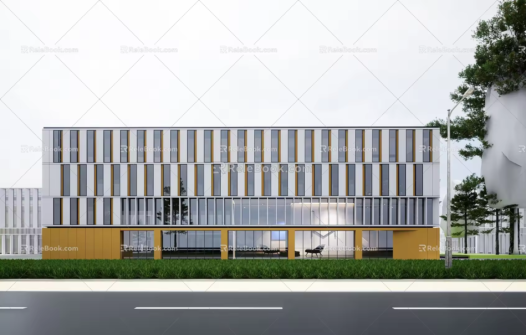 Modern Industrial Factory Building Multi-storey Factory Building Modern Factory Building Square Factory Building Multi-storey Office 3d model