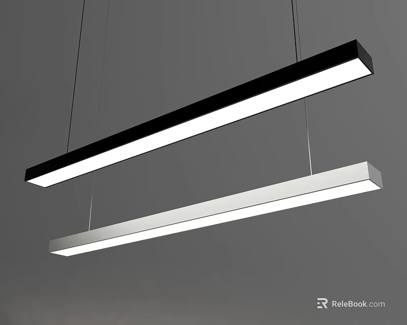 Modern Linear Pendant Lights In Black And White For Contemporary Interior Design 3d model 