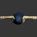 3D Anime Game Character With Blue Black Long Hair Yellow Sweater And Blue Pleated Skirt