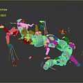 Game Movie Character 3D Mechanical Figure With Vibrant Colors Floral Decorations And Dynamic Pose