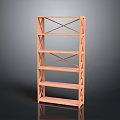 Natural Wood Bookshelf With Cross Support Design And Multiple Shelves