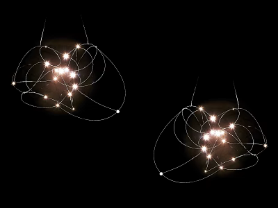 Hanging Decorative Lights With Curved Wire Frame And Bright Small Bulbs 3d model