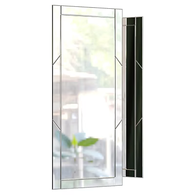 Modern Interior Mirror With Geometric Frame And Natural Light From Window 3d model