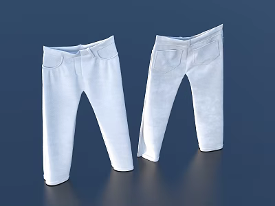 White Casual Pants With Pocket Design For Daily Wear Outfit Style 3d model