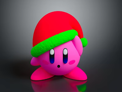 Cute Pink Doll Wearing Red Santa Hat With Green Trim And Adorable Expression 3d model