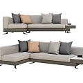 Modern Light Gray Sectional Sofa With Multiple Cushions And Side Table 3d model