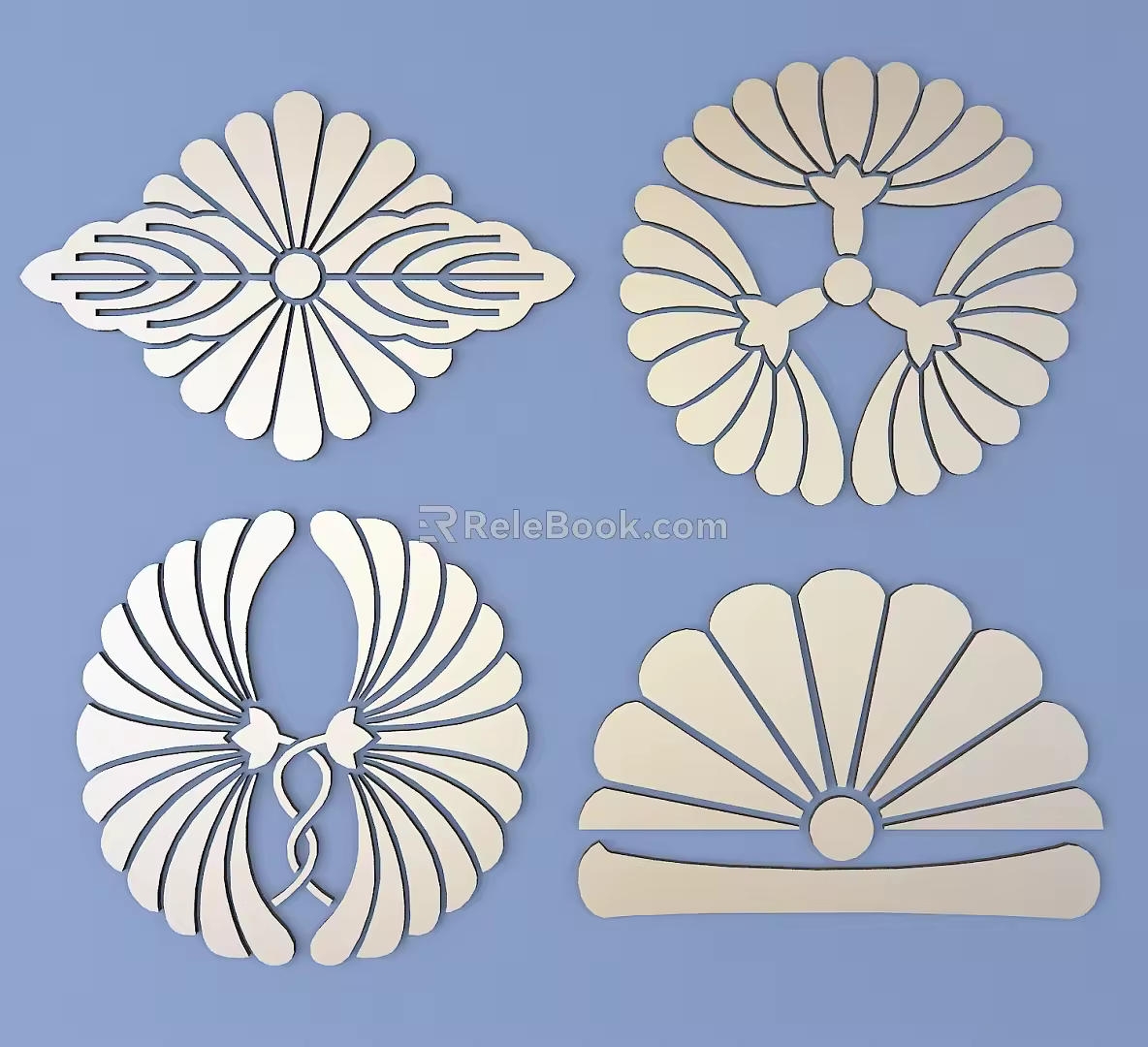 Japanese Style Carved Round Carved Traditional Pattern Carved Pattern 3d model