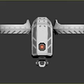 White Drone Design With Dual Large Propellers Gray Details Red Circular Component And Rear Nozzle