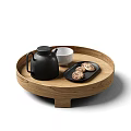 Wooden Tray Black and White Tea Set with Glass Pitcher Cups and Cookies