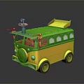 Colorful Green And Yellow Cartoon Style Toy Bus For Kids Playtime