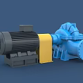 Industrial Equipment With Blue Pump Unit Grey Motor And Yellow Coupling Base