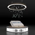 Modern Circular Display Shelves With Top LED Ring Light And Open Book Showcase Platform 3d model