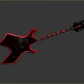 Modern Unique Shaped Electric Guitar With Red Illuminated Edges And Black Body
