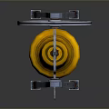 Elegant Yellow Vintage Bell With Metal Wheel And Stand Structure