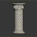 Intricate Spiral Pattern Stone Carved Column Sculpture With Decorative Top 3d model