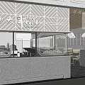 Restaurant Open Kitchen Interior With Cooking Equipment Shelves And Takeout Counter