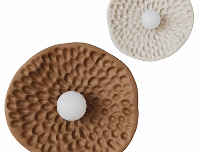 Modern Brown and Beige Wall Lamps with Textured Surface and White Circular Light Head 3d model