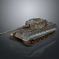 Historical Military Tank With Weathered Camouflage Long Barrel And Metal Tracks