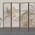 Middle ancient screen partition 3d model
