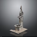 Classic Stone Fountain Ornament With Ornamental Statue Top And Circular Basin Base