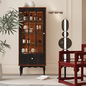 French Vintage Wine Cabinet Glass Wine Cabinet Decorative Cabinet French Side Cabinet French Decorative Cabinet Vintage Leisure Chair Floor Lamp Decorative Accessories 3d model