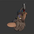 Anthropomorphic Cartoon Mouse Mechanic With Big Ears Brown Hair And Tools
