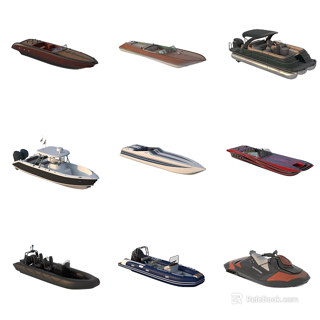 Various Types Of Luxury Yachts With Different Designs And Styles Showcase 3d model 