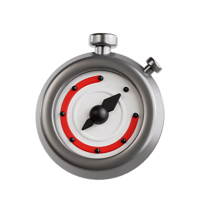 Professional Industrial Stopwatch with Silver Case White Dial Red Ring and Black Hands 3d model
