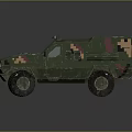 Armored Military Vehicle With Camouflage Pattern Reinforced Structure And Large Off Road Tires