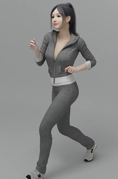 Modern woman running man 3d model