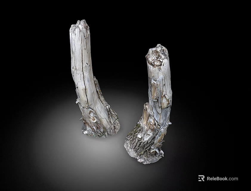 Two Natural Wood And Stone Sculptures With Textured Surface For Decorative Art Pieces 3d model 