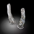 Two Natural Wood And Stone Sculptures With Textured Surface For Decorative Art Pieces