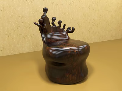 Unique Artistic Wooden Single Chair Featuring Irregular Backrest Design For Indoor Decor 3d model