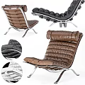 Modern Black Leather Lounge Chair With Metal Frame And Comfortable Design