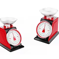 Red Kitchen Scales With White Dial And Black Base For Home Kitchen Use 3d model