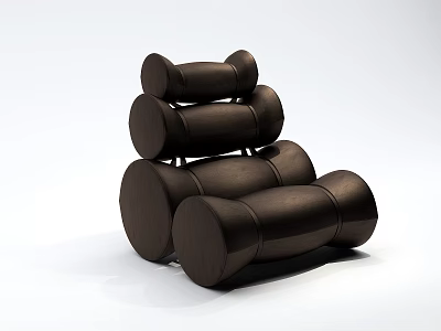 Modern Single Sofa With Stacked Cylindrical Modules In Dark Brown Finish 3d model