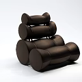Modern Single Sofa With Stacked Cylindrical Modules In Dark Brown Finish 3d model