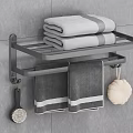 Wall Mounted Bathroom Rack with Towel Storage Hanging Bar and Accessories Holder
