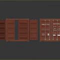Two Red Shipping Containers With One Open Door And OCEAN AV Label