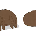 Brown Fabric Armchair With Curved Wavy Backrest And Modern Design Features