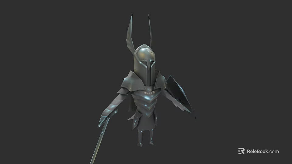 Mythical Armored Fantasy Creature Character With Horned Helmet Winged Armor And Sword 3d model 
