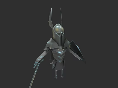Mythical Armored Fantasy Creature Character With Horned Helmet Winged Armor And Sword 3d model
