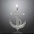 Silver Anchor Shaped Pendant With Diamond Studded Design And Jewelry Equipment Elements