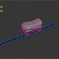 Detailed Model Tank Car Positioned On Railway Track With Metal Structure