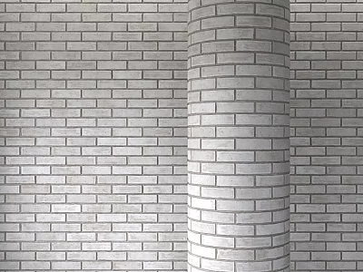Cylindrical White Brick Structure As Architectural Feature Against White Brick Wall 3d model