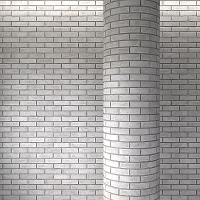 Cylindrical White Brick Structure As Architectural Feature Against White Brick Wall 3d model