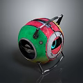 Vibrant Colorful Spherical Object With Eye Like Design On Metal Stand