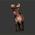 Handcrafted Natural Wood Moose Sculpture Decorative Carved Figure With Antlers