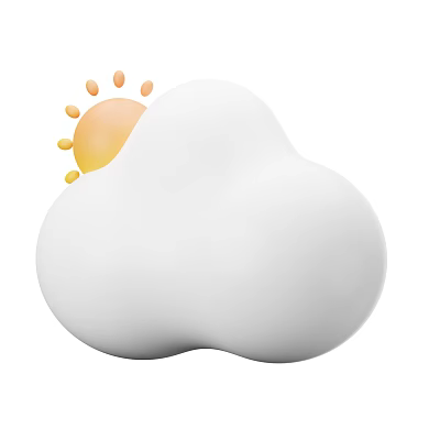 Decorative Ornament Set with White Cloud and Yellow Sun Design for Home Decor 3d model