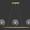 Modern Golden Curved Chandelier With Transparent Spherical Bulbs And Round Base